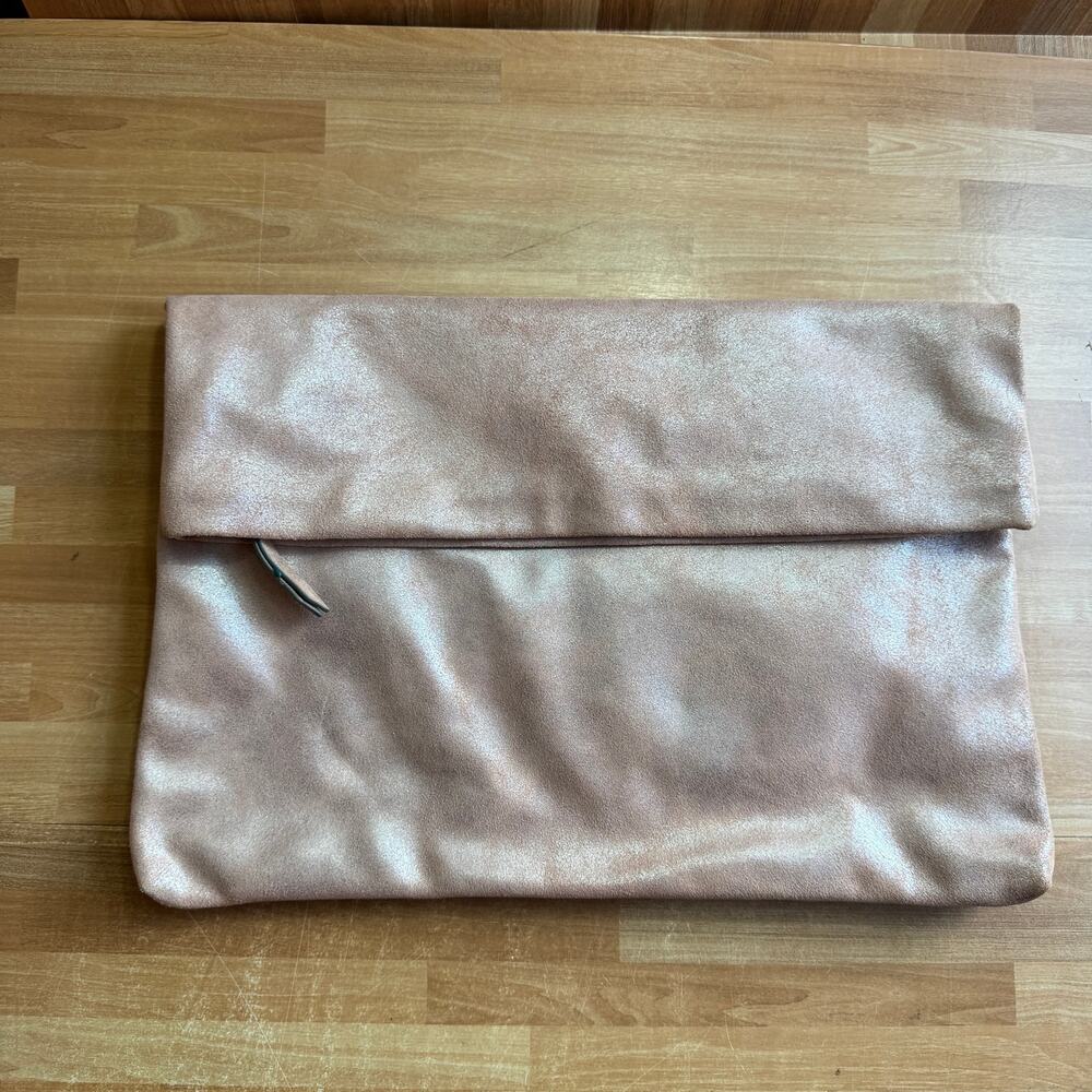 Banana Republic Italian suede clutch features